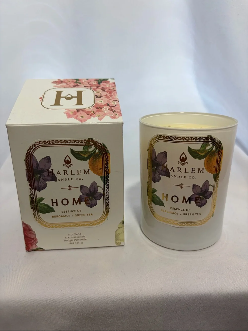 NIB HARLEM CANDLE CO. Home Bergamot + Green Tea Scented Candle